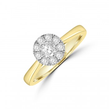 18ct Gold Illusion Solitaire .50ct Diamond Ring