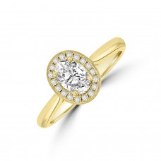 18ct Gold Oval FSi2 Diamond Halo Ring