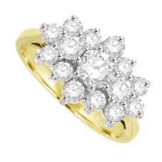 18ct Gold 1.01ct Diamond Tri-Cluster Ring