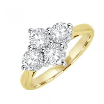 18ct Gold 1.25ct Diamond 2x2 Cluster Ring