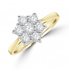 18ct Gold Daisy 1.00ct Diamond Cluster Ring