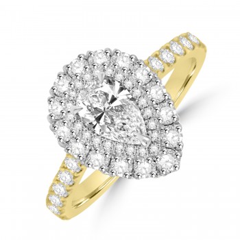 18ct Gold and Platinum Pear FSi1 Diamond Double halo ring 18ct Gold and Platinum Pear FSi1 Diamond Double halo ring
