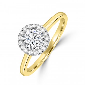 18ct Gold and Platinum Solitaire ESi Diamond halo ring 18ct Gold and Platinum Solitaire ESi Diamond halo ring