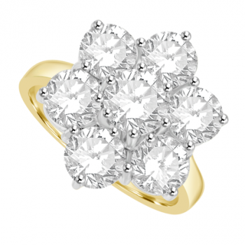 18ct Gold and Platinum 3.12ct Diamond Daisy cluster ring