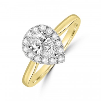 18ct Gold and Platinum Pear DSi1 Diamond Halo ring 18ct Gold and Platinum Pear DSi1 Diamond Halo ring