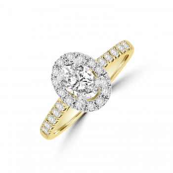 18ct Gold Platinum Oval ESi1 Diamond Halo ring