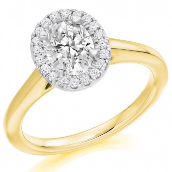 18ct Gold Platinum Oval FSi1 Diamond Halo ring