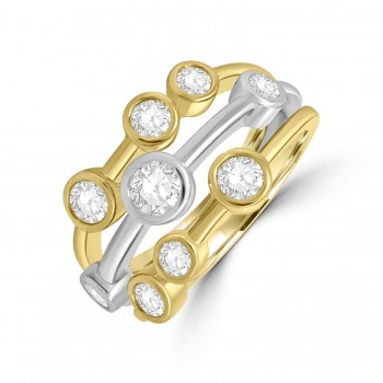 18ct Yellow Gold Platinum Diamond Bubble Eternity ring