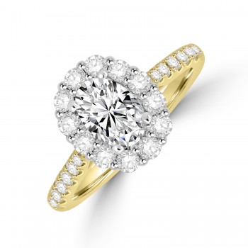 18ct Gold Platinum Oval GVS2 Diamond Cluster ring