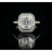 18ct Gold Platinum Emerald cut Diamond Baguette Halo ring 18ct Gold Platinum Emerald cut Diamond Baguette Halo ring
