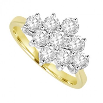 18ct Gold Nine Diamond Cluster ring