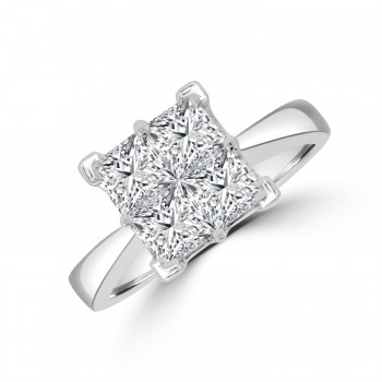 18ct White Gold Princess Illusion Diamond ring