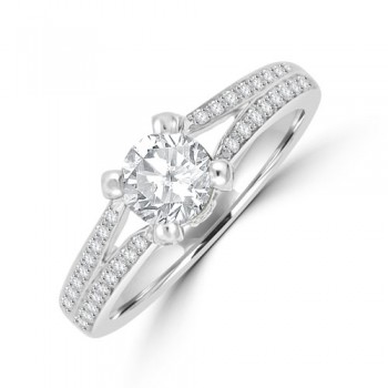 18ct White Gold Soltaire Diamond split Ring