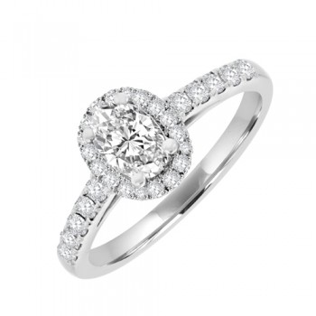 18ct White Diamond Solitaire Ring with Halo