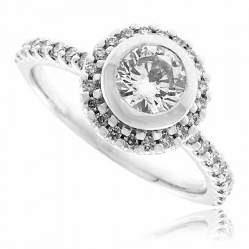 18ct White Gold Diamond Halo Ring