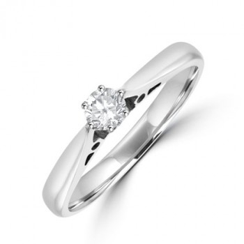 18ct White Gold Diamond 6-claw Solitaire ring