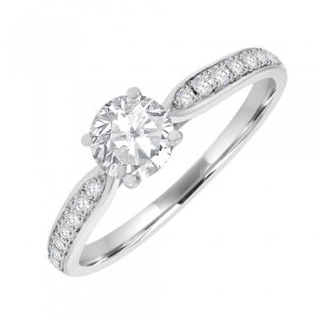 18ct White Diamond Solitaire Ring with Diamond Shoulders