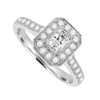 18ct White Gold Phoenix Diamond Rubover Halo Ring