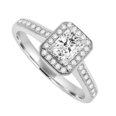 18ct White Gold Phoenix Diamond Halo Ring