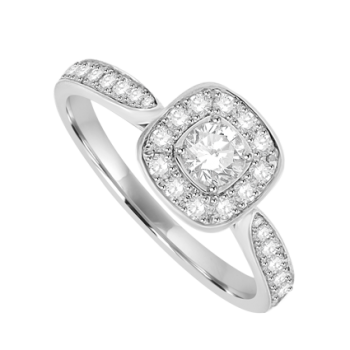18ct White Gold Diamond Solitaire Halo Ring