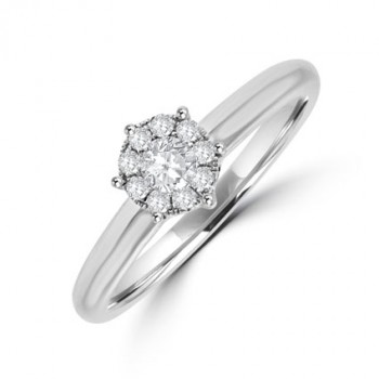 18ct White Gold Diamond Illusion Solitaire Ring