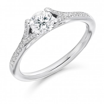 18ct White Gold Solitaire .50ct Diamond Ring