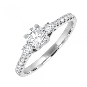 18ct White Gold Three-stone Diamond Ring with set Shoulders