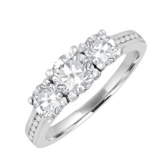 18ct White Gold 3-stone Certified GVS2 Diamond Ring