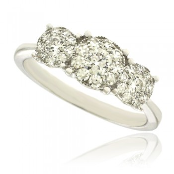 18ct White Gold Diamond Illusion Trilogy Ring