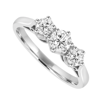 18ct White Gold Three-stone .51ct Diamond Traditional Claw Ring