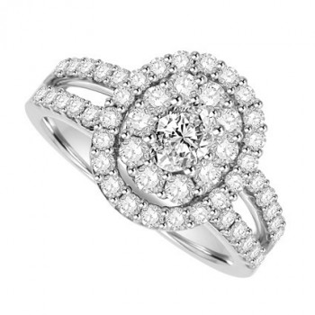 18ct White Gold Oval Double Halo Diamond ring
