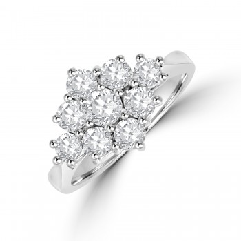 18ct White Gold 3x3 1.22ct Diamond Cluster Ring