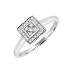 18ct White Gold Square Diamond Cluster Halo Ring
