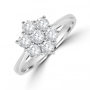 18ct White Gold Diamond Daisy Cluster Ring
