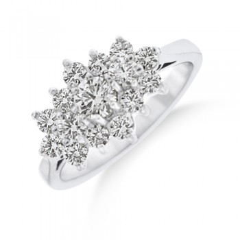 18ct White Gold Triple Cluster Diamond Ring