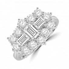 18ct White Gold 15-stone Baguette 1.94ct Diamond Cluster Ring