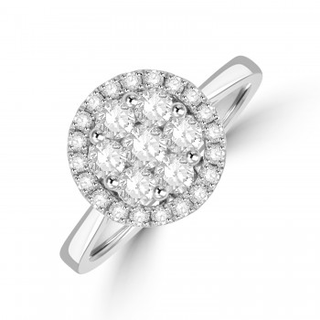18ct White Gold Daisy Halo Diamond cluster ring