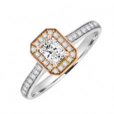 18ct White & Rose Gold Phoenix Diamond Halo Ring