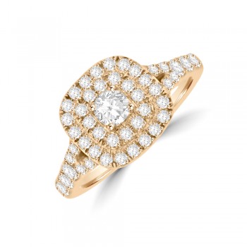 18ct Rose Gold Double Halo Diamond Cluster Ring