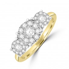 9ct Gold Diamond Triple Illusion Cluster ring