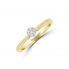 9ct Gold Diamond Solitaire Cluster Ring