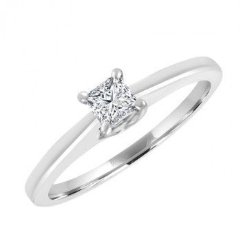 9ct White Gold Princess cut .21ct Diamond Solitaire Ring