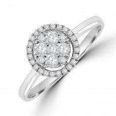 9ct White Gold 9-stone Diamond Cluster Halo Ring