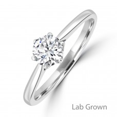 9ct White Gold Solitaire Lab Grown Diamond 6-claw ring