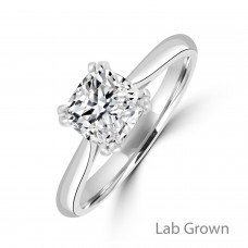 Platinum Solitaire Cushion Lab Grown EVS2 Diamond ring