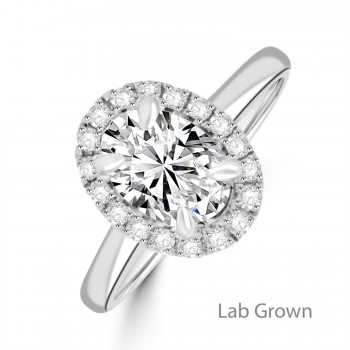 Platinum Oval Lab Grown Diamond Halo ring