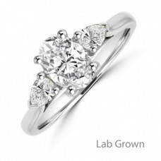Platinum Oval EVS2 Lab Grown Diamond and Pear ring
