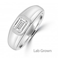 9ct White Gold Lab Grown Diamond Signet ring