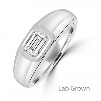 9ct White Gold Lab Grown Diamond Signet ring