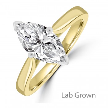 18ct Gold and Platinum Solitaire Lab Grown Marquise Diamond ring 18ct Gold and Platinum Solitaire Lab Grown Marquise Diamond ring